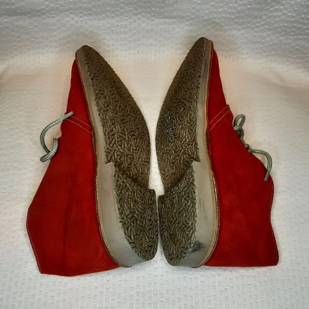 Mustang Originals Boots Red Men Size 40 Suede Lace Up Made in Spain Flat Sole